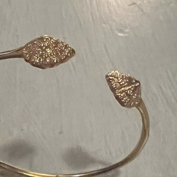 Stella & Dot Eden Cuff Gold Tone Rhinestone Open Bangle Bracelet - Picture 4 of 7